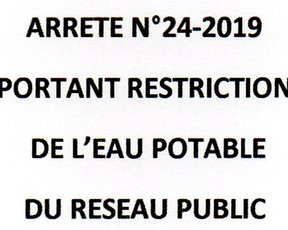 RESTRICTION DE L'EAU POTABLE