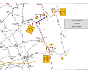 Route fermée du Four de Paris vers Varennes en Argonne - Déviation