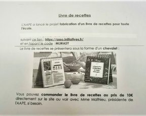 Un livre de recettes au profit de l'Ecole