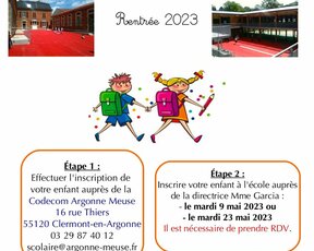 INSCRIPTION RENTREE SCOLAIRE 2023