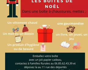 Association familles rurales de Clermont en Argonne Restos du Coeur Les boîtes de Noël 