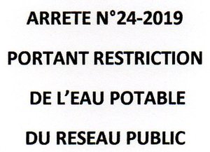 RESTRICTION DE L'EAU POTABLE