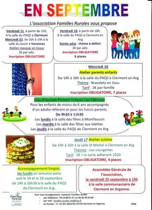 Planning septembre de Familles Rurales