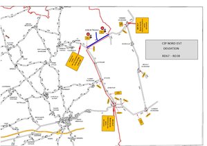 Route fermée du Four de Paris vers Varennes en Argonne - Déviation